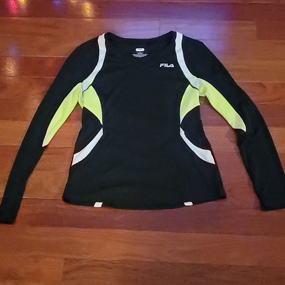 Fila M long sleeve black & neon yellow workout set - Picture 6 of 15